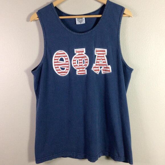 Theta Phi Alpha college sorority Embroidered Tank Top Blue M - Picture 1 of 4